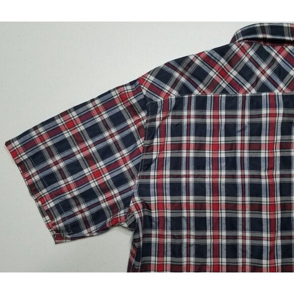 True Rock Short Sleeve Button Up Blue/Red Plaid Casual Shirt Men's Size XL - Picture 14 of 14